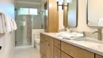 Guest Bath with Dual Vanities and Glass Shower BR 3 and BR 4 share